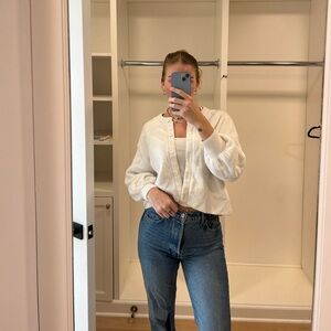 Alice & Olivia white fuzzy cardigan